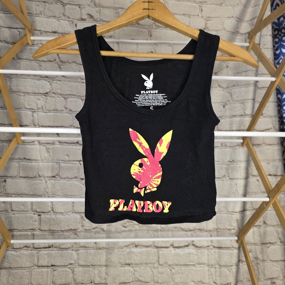 PLAYBOY Black and Yellow Tank Top Graphic Design